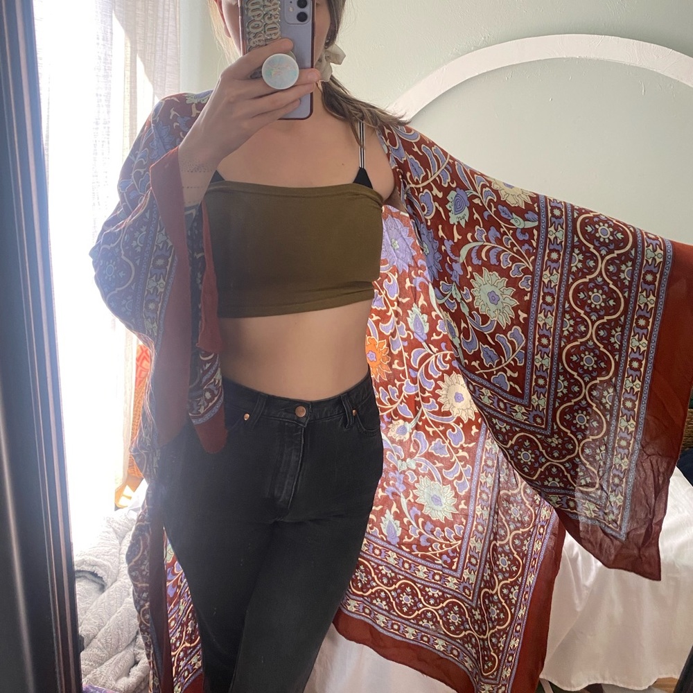 Free people Magic Dance Border Print Kimono Copper